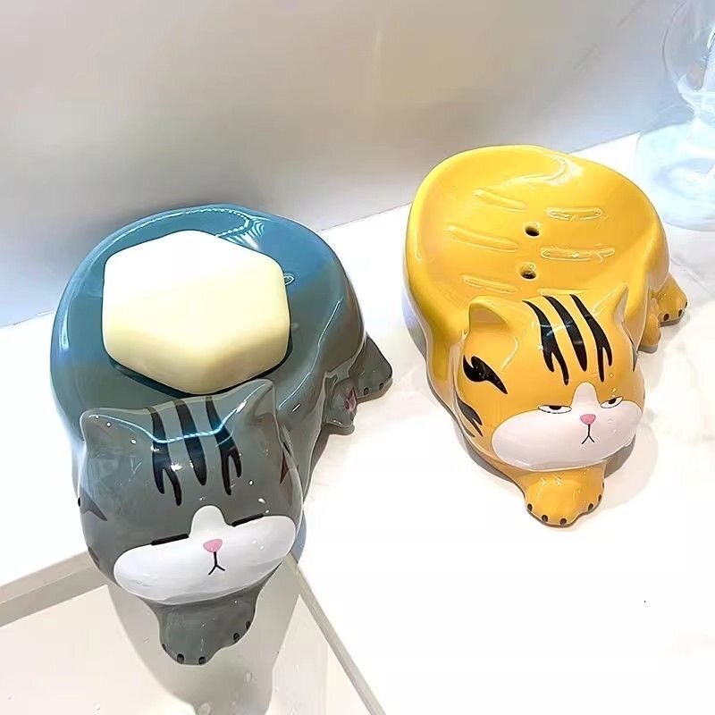 肥猫肥皂盒浴室可沥水香皂盒陶瓷