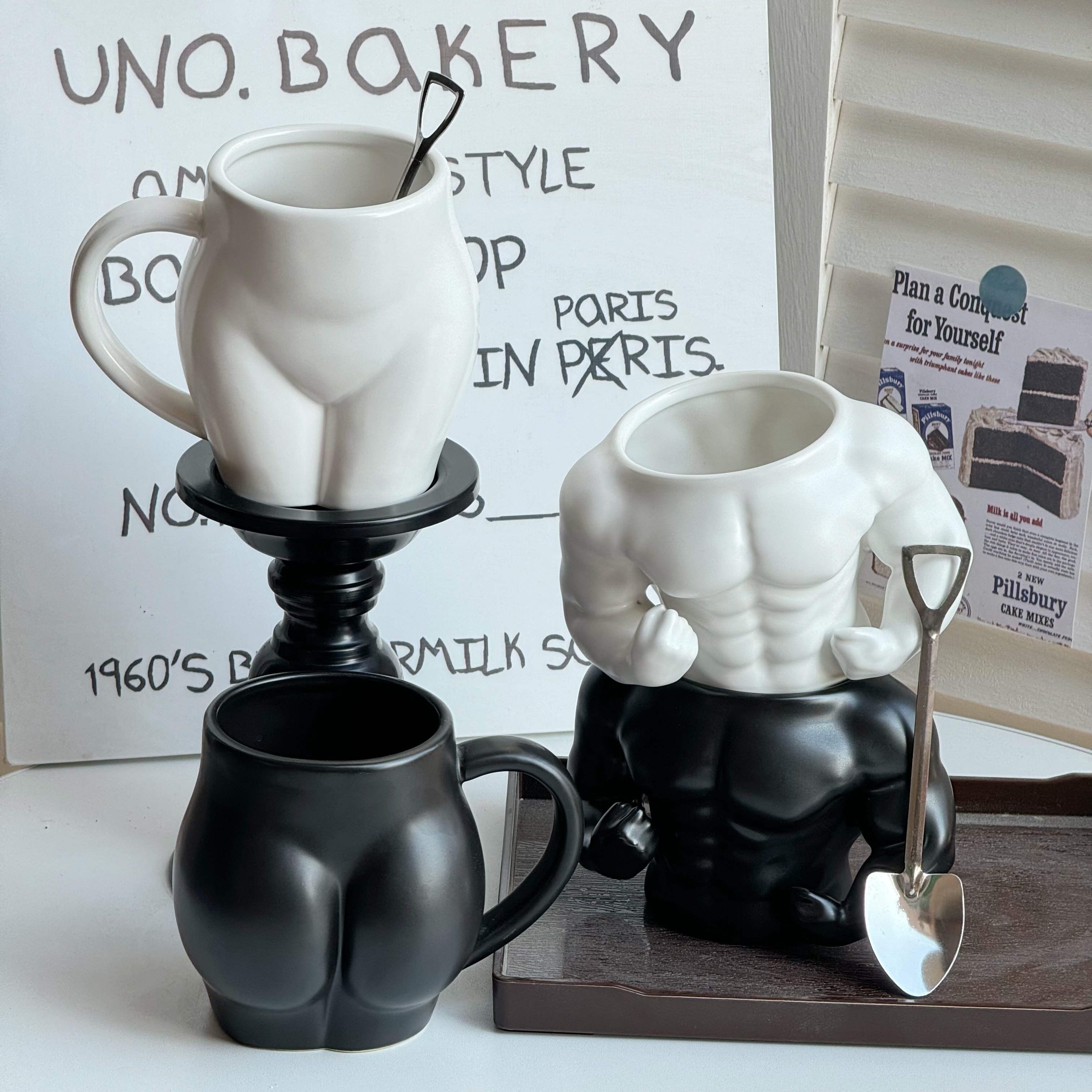 恶搞肌肉造型情侣马克杯创意搞怪陶瓷水杯生日礼物送男生闺蜜个性