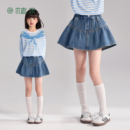 儿童短裙蓝色A字裙 女童牛仔裙 2026年春季 新款 植木 童装 伞裙