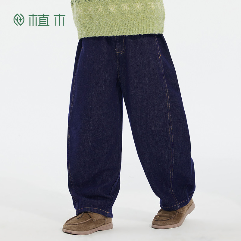 植木童装 儿童裤子2026秋冬新款中大童棉质休闲阔腿裤男童裤子