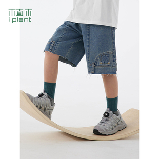 潮童装 植木休闲短裤 儿童设计感中裤 新款 男童牛仔裤 中大童2026夏装