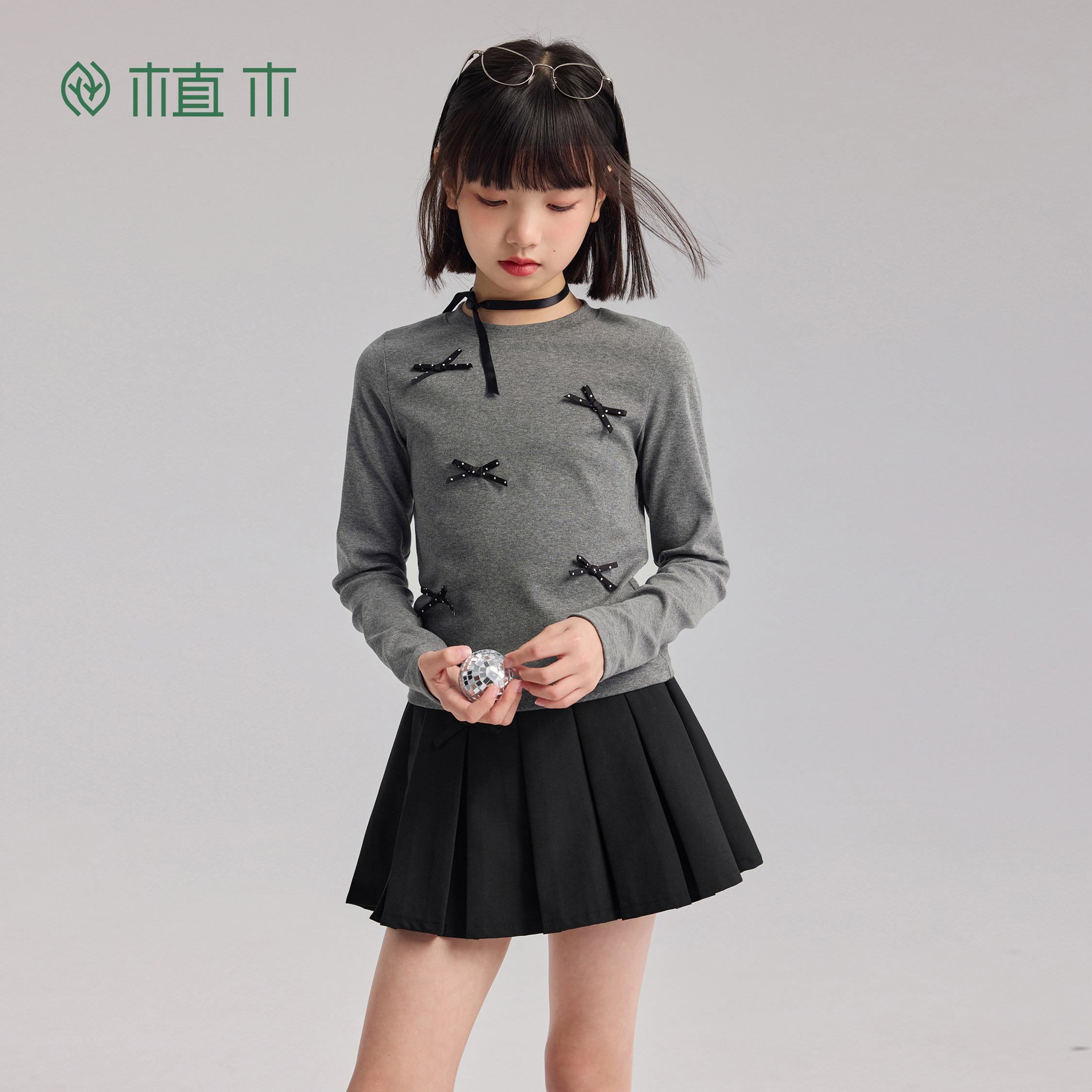 植木童装【立体蝴蝶结】女童T恤长袖 儿童圆领上衣2026春季新款,童装/婴儿装/亲子装,T恤,淘宝优惠券,粉丝福利购,淘宝优惠卷