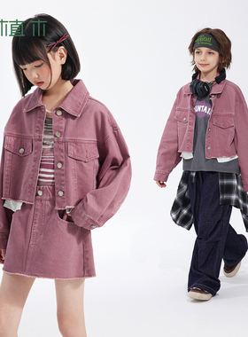 植木童装男童女童牛仔外套2925春秋新款中大童牛仔上衣儿童外套