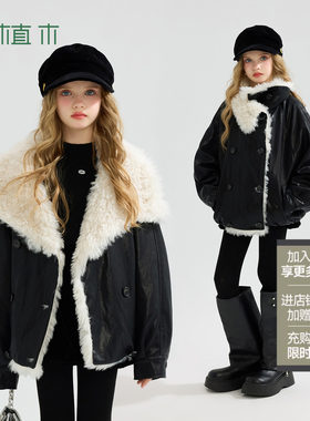 植木 女童外套3M新雪丽儿童皮衣棉服童装26秋冬新款青少年pu外套