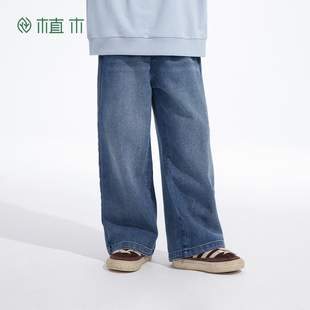 男童裤 儿童裤 子2025春秋新款 牛仔裤 子 中大童棉质阔腿裤 植木童装
