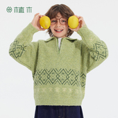 中大童翻领毛衣针织衫 植木童装 儿童毛衣2026春新款 男童毛衣
