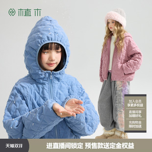 植木 女童棉服3M新雪丽加厚儿童外套童装连帽外套秋冬新款青少年