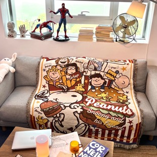 花生漫画史努比周边毛毯单人沙发毯床上盖毯儿童房装饰挂毯卡通