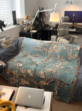 梵高/杏花 艺术油画毯子单人沙发毯盖巾床上盖毯床头背景布挂毯