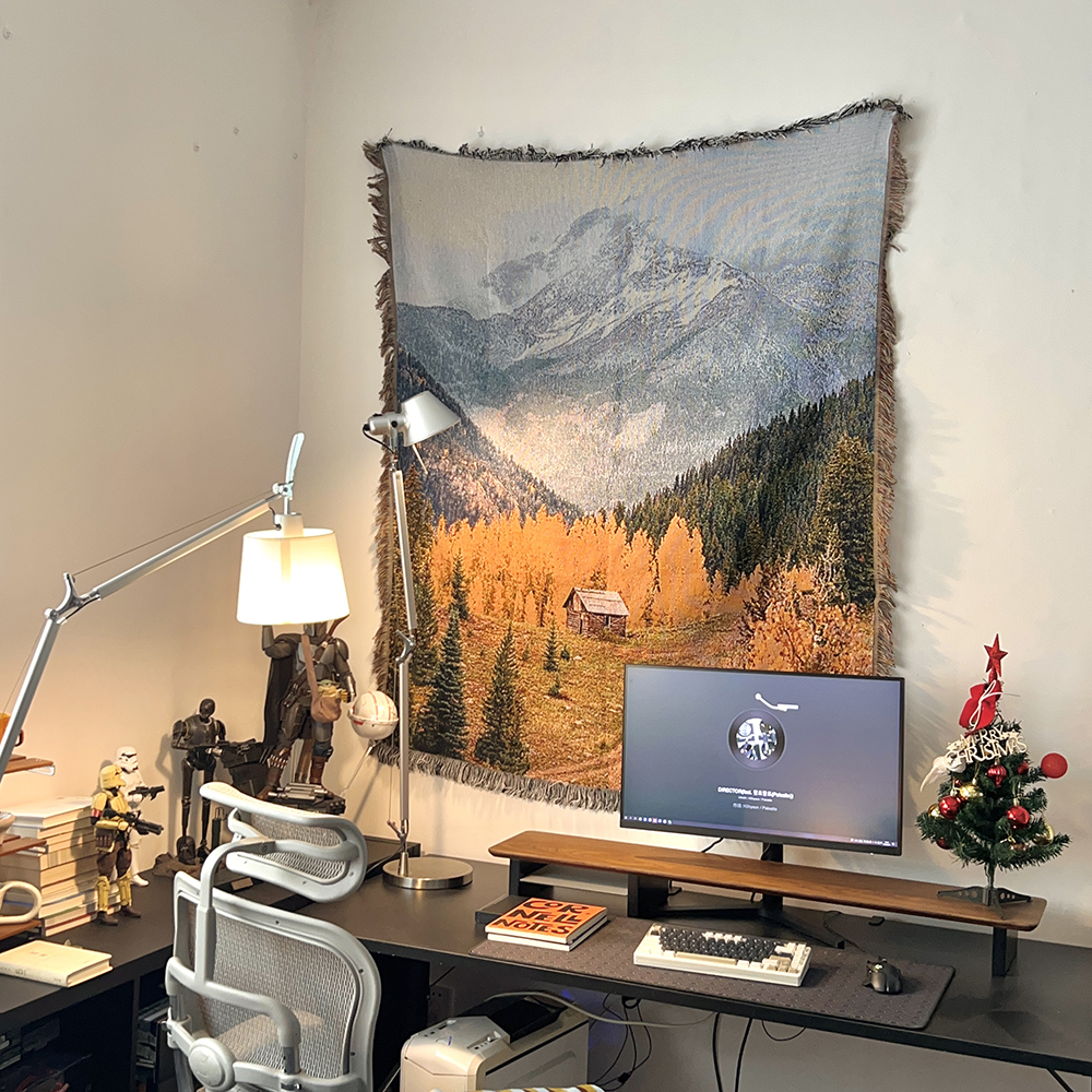 北美风情峡谷风景毯子单双人沙发毯针织毯艺术氛围感墙上装饰挂毯