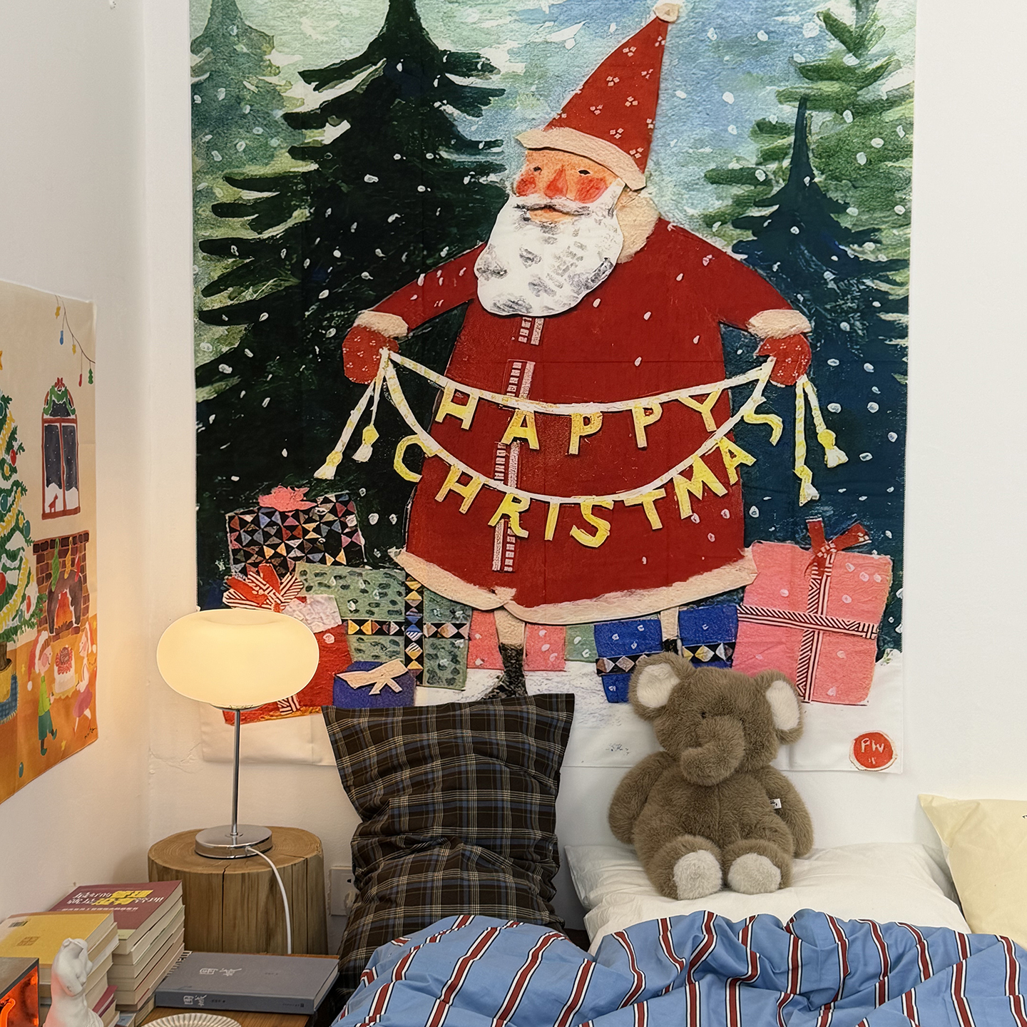 GALA圣诞老人背景布圣诞挂布床头圣诞布置装饰布拍照道具