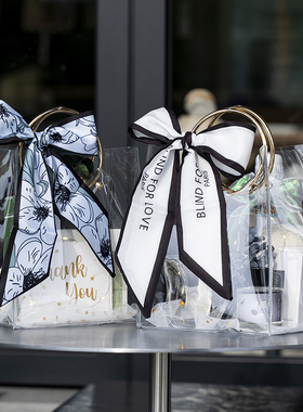 结婚喜糖透明礼品袋伴娘伴手礼袋子高级感手提袋包装袋开业礼盒子