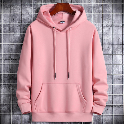连帽卫衣男纯棉帽衫粉色