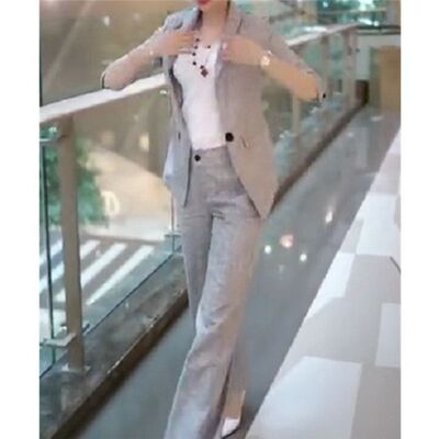 日本gentle motto发春季新款西服两件套开衫外套直筒裤时尚