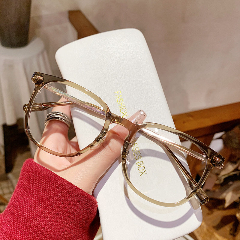 日本gentle motto新款tr冷茶色近视眼镜架 个性铆钉素颜平光镜