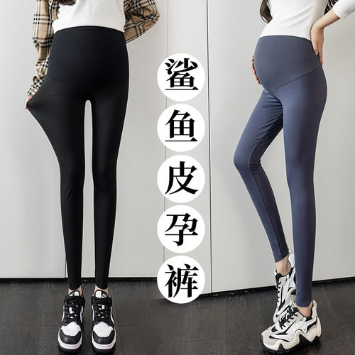 gentle motto孕妇裤蜂窝腰鲨鱼皮打底裤九分春装瑜伽裤高弹百搭
