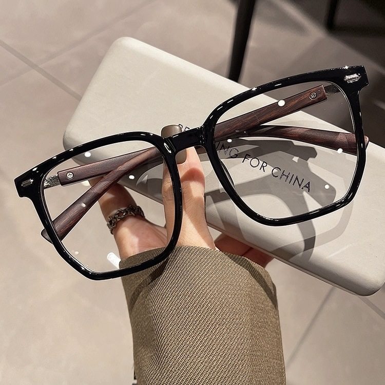 日本gentle motto新款复古木纹腿防蓝光眼镜个性方框显脸小可配