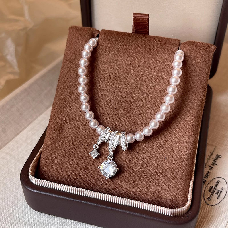 日本gentle motto曼塔玫瑰紫珍珠项链配饰女夏季锁骨链轻奢小众