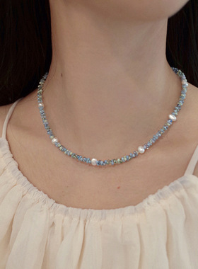 日本gentle motto捷克米珠多巴胺彩色项链女夏季轻奢小众锁骨链