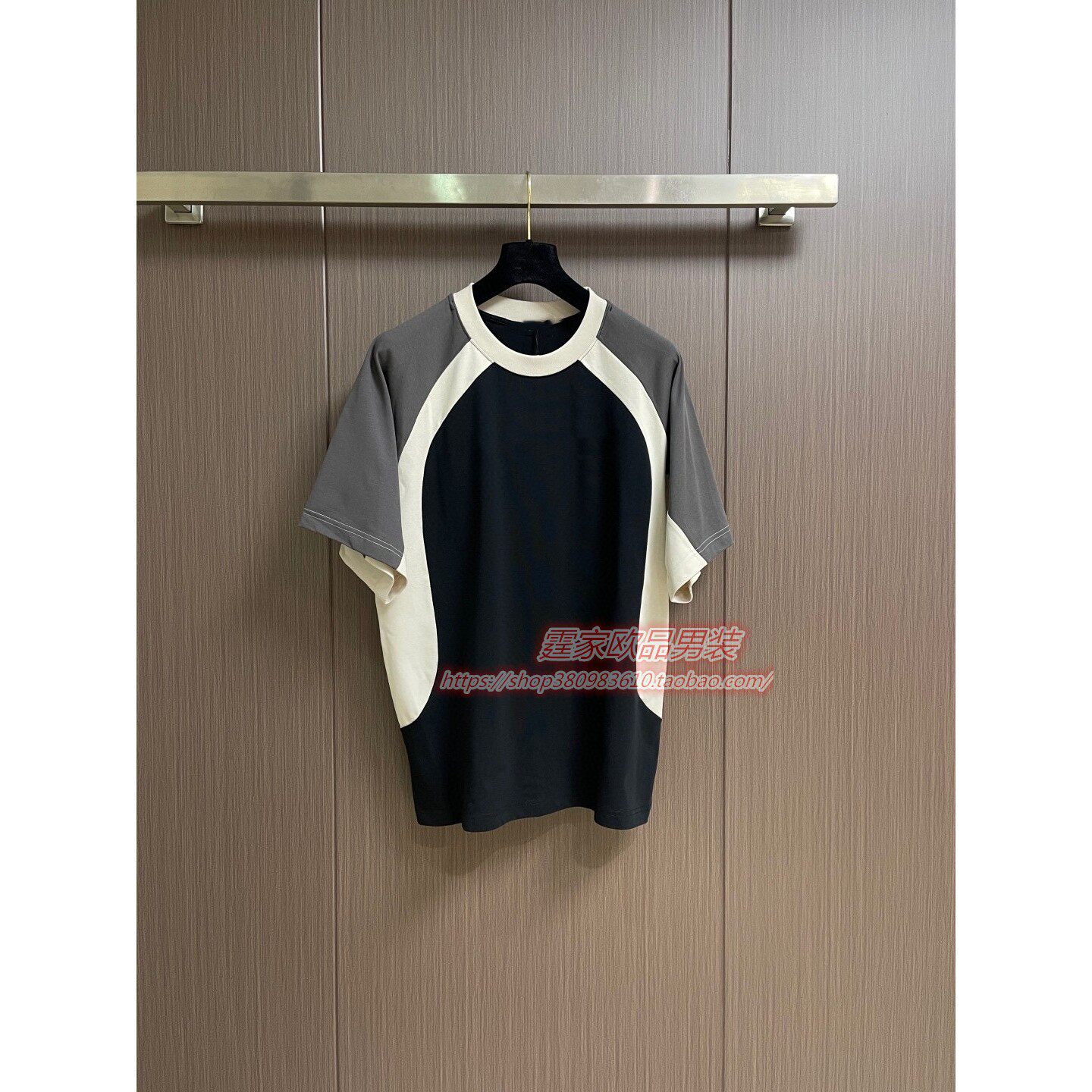 欧洲站夏季2026新款拼色简约弹力透气韩版潮流圆领短袖t恤男潮