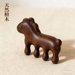 马年按摩梳千里马经络梳梳子便携小随身卡通木梳子伴手礼檀木梳
