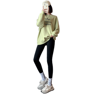 鲨皮裤女外穿芭比裤2022新款加绒八分小个子加厚保暖紧身瑜伽裤子