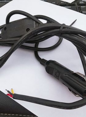 带开关汽车车载点烟器插头带线保险丝LED指示灯12V24V电源线通用