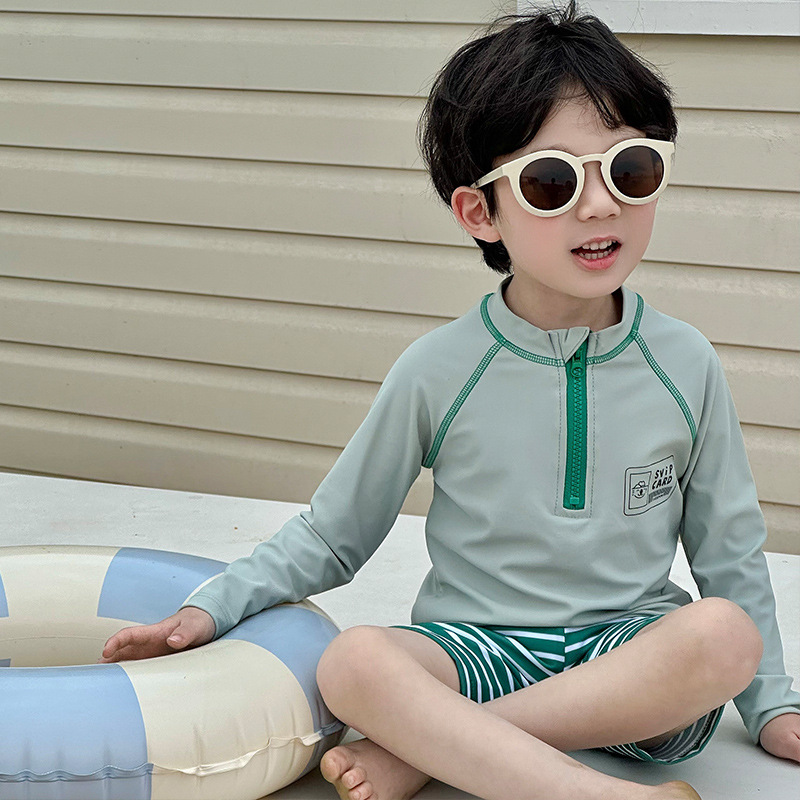 新款韩版儿童分体长袖泳衣