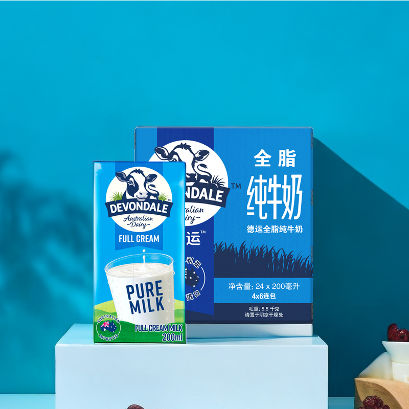 德运全脂纯牛奶中老年儿童200ml