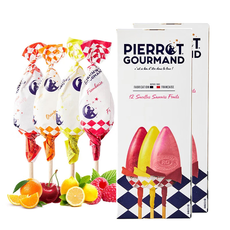 法国进口倍乐果休闲零食水果锥形棒棒糖儿童节礼物创意硬糖12支