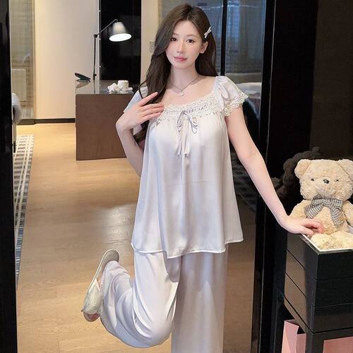 睡衣女款春秋夏季薄款公主风蕾丝