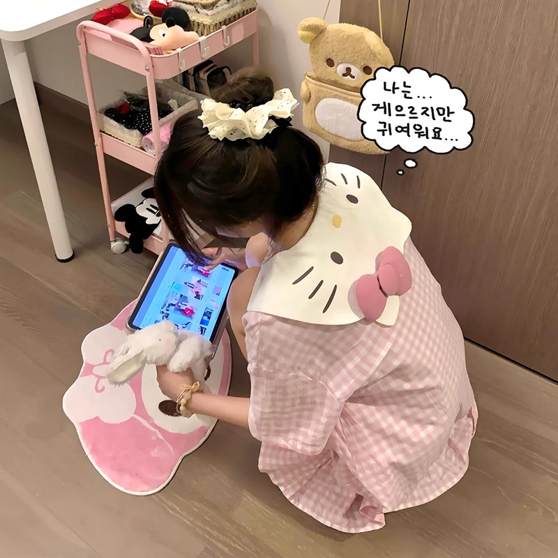 凯蒂猫睡衣女夏季2025新款家居服可爱卡通短袖睡裙海军领连衣裙