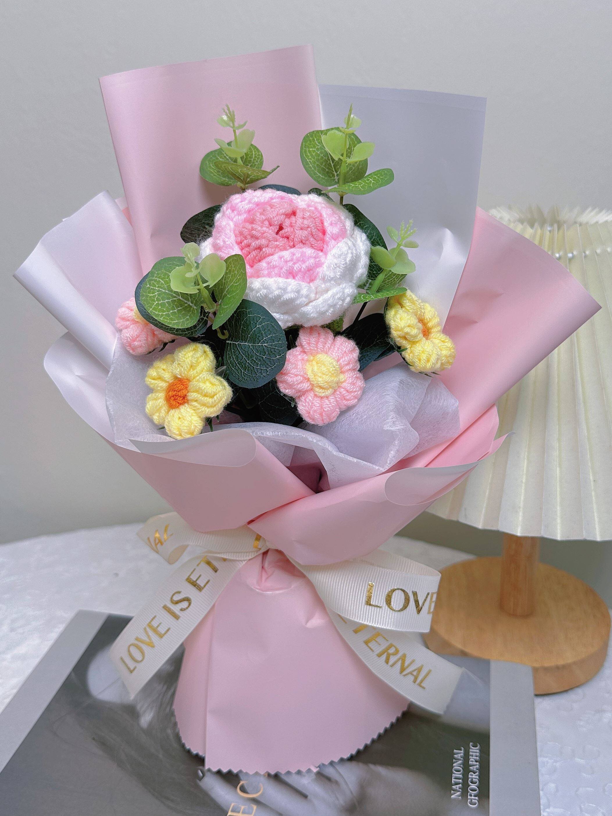 教师节礼物针织向日葵毛线花束小手工编织成品生日送老师实用高档