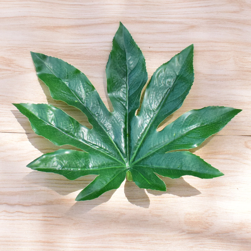 仿真八角金盘叶绿植园艺水果店装饰用品绿色植物垫片塑料假树叶子