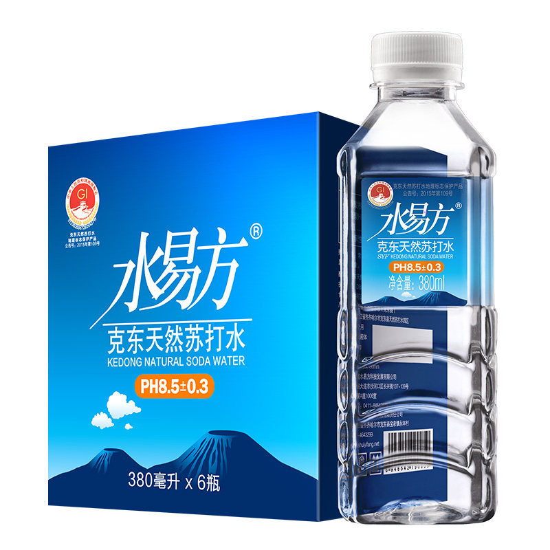水易方克东天然苏打水380ml*6瓶弱碱性水 包邮