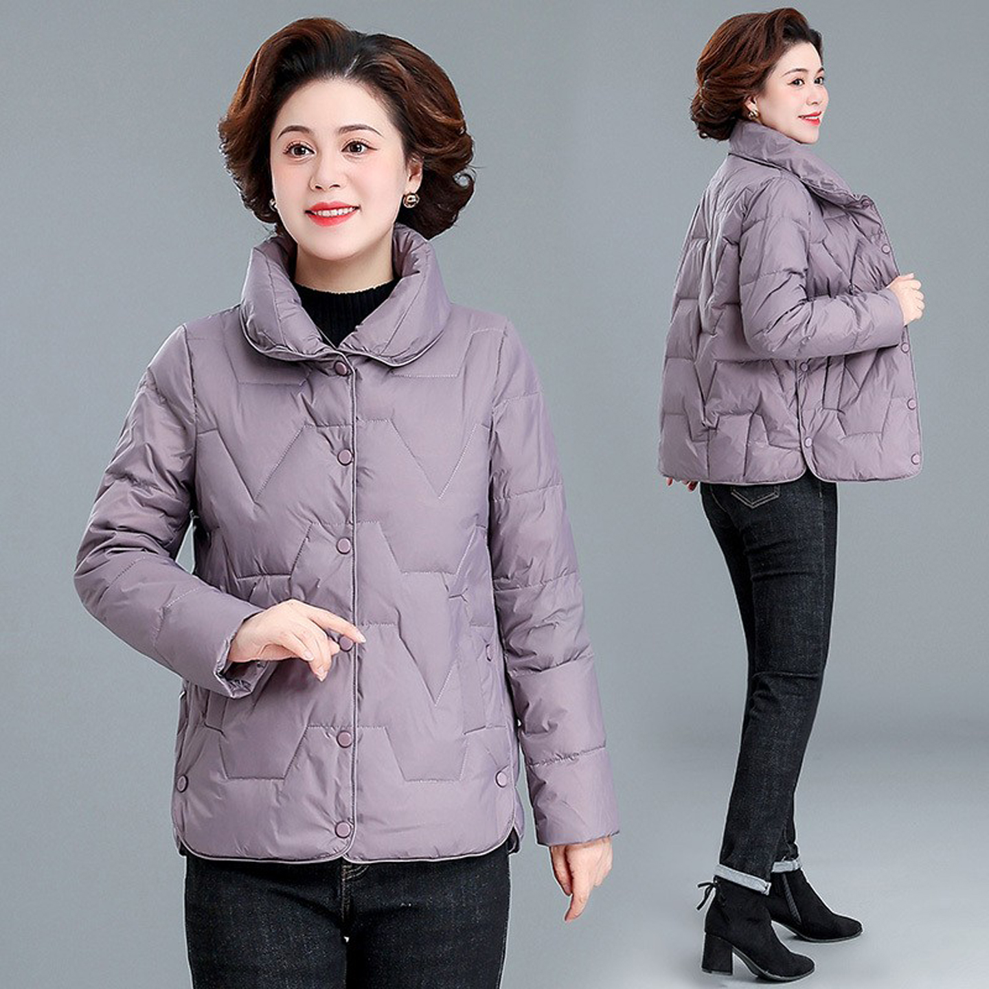 小个子妈妈冬装外套短款羽绒棉服洋气小棉袄中老年女冬季新款棉衣