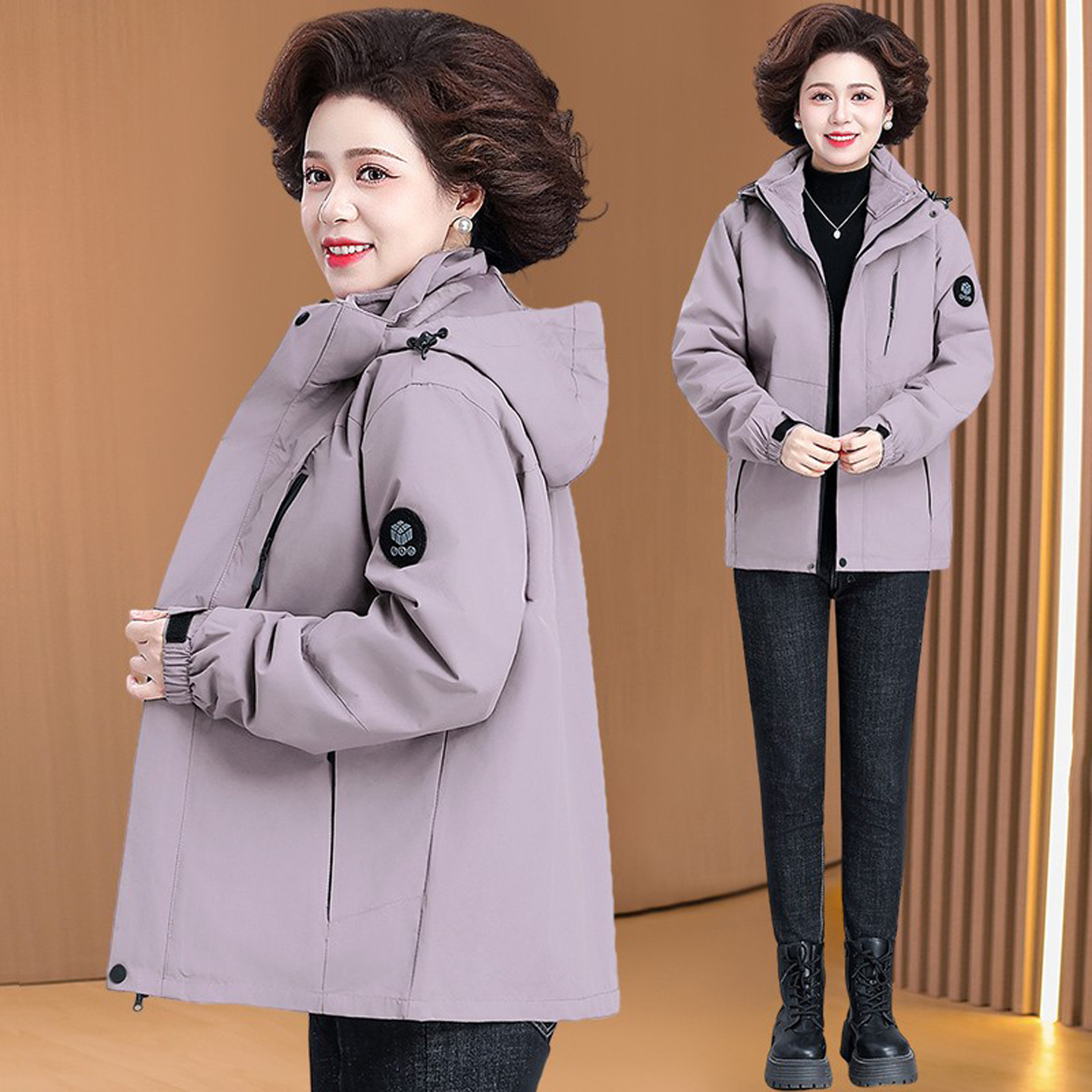 中老年女装妈妈秋冬款冲锋衣外套新款冬季三合一加厚防风保暖棉袄