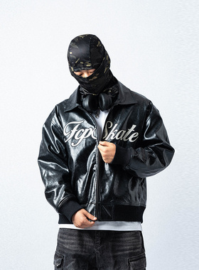 FCP skateco. HotDiamondLeatherJacket美式复古街头滑板皮衣夹克