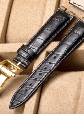 适配伯爵原装手表表带Polo鳄鱼皮表带男凸金属接头真皮配件带21mm