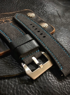 GF手工表带PAM1616 960 683 1312帆布表带黑灰色定制适用于沛纳海