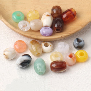 亚克力大孔桶珠算盘珠扁珠吊坠绳扣挂件小配件复古装饰品服装辅料