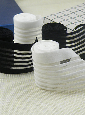 高弹力鱼丝松紧带黑白色网眼状镂空泳衣内衣服装辅料薄款锦纶织带