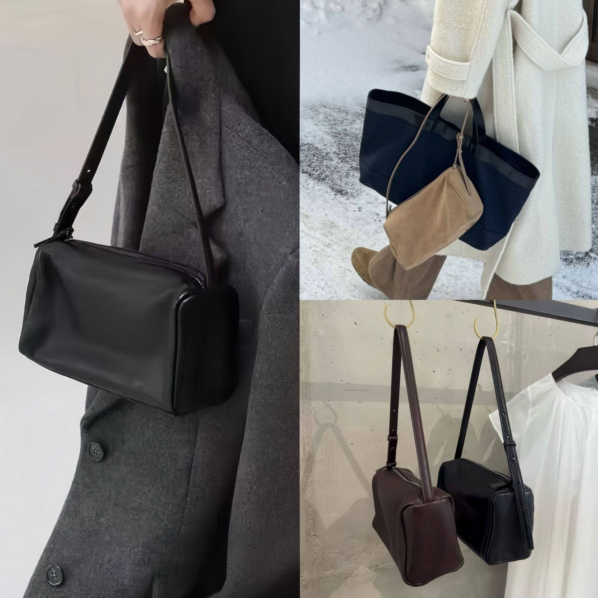 跨境头层羊皮纯色腋下单肩软真皮斜挎手提韩版小众复古枕头笔筒包,箱包皮具/热销女包/男包,腋下包,淘宝优惠券,粉丝福利购,淘宝优惠卷