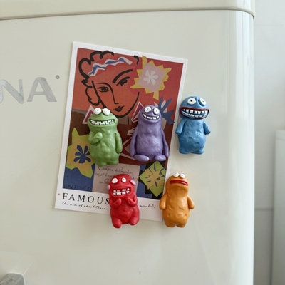 【4个包邮】个性有趣泥土怪兽冰箱贴ins立体洞洞板家居装饰磁吸