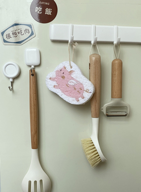 INS磁力贴白色可移动冰箱贴日式精致挂钩厨房家居装饰收纳架磁性