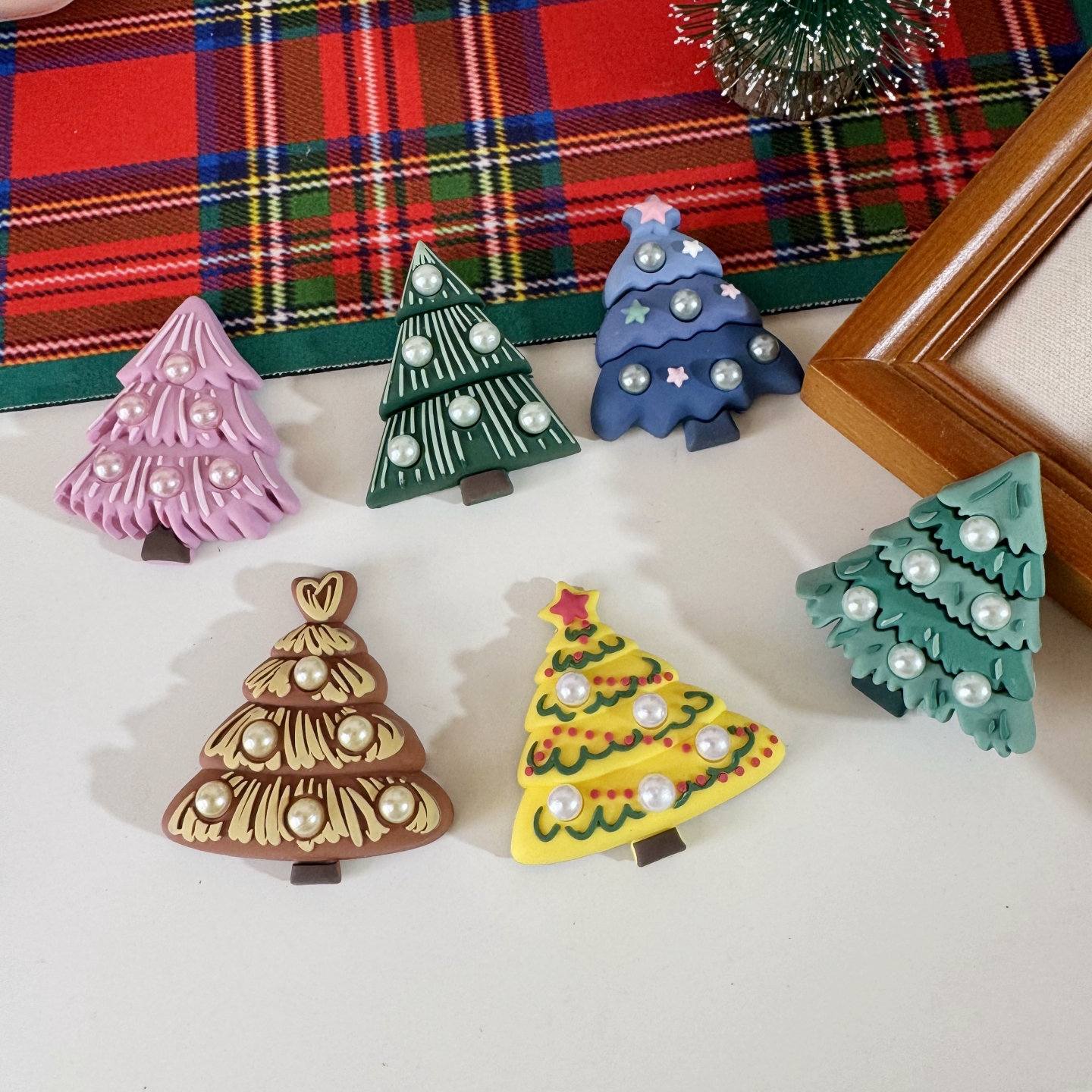 创意珠光圣诞树冰箱贴珍珠可爱洞洞板入户门装饰平安夜3D立体ins