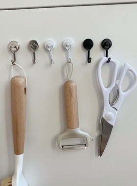 强磁口罩挂钩冰箱贴纯色旋转入户门厨房强力承重黑色银白色吸铁石