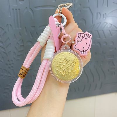 卡通公主发财塑箔手机挂绳小猫钥匙扣手机挂坠包包挂件送女友礼物