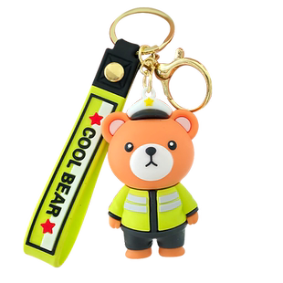 消防制服小熊可爱立体公仔钥匙扣挂件汽车钥匙礼物交警纪念品定制