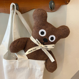 软萌治愈系小熊韩ins小众可爱呆萌饼干熊公仔礼物蝴蝶结安抚娃娃